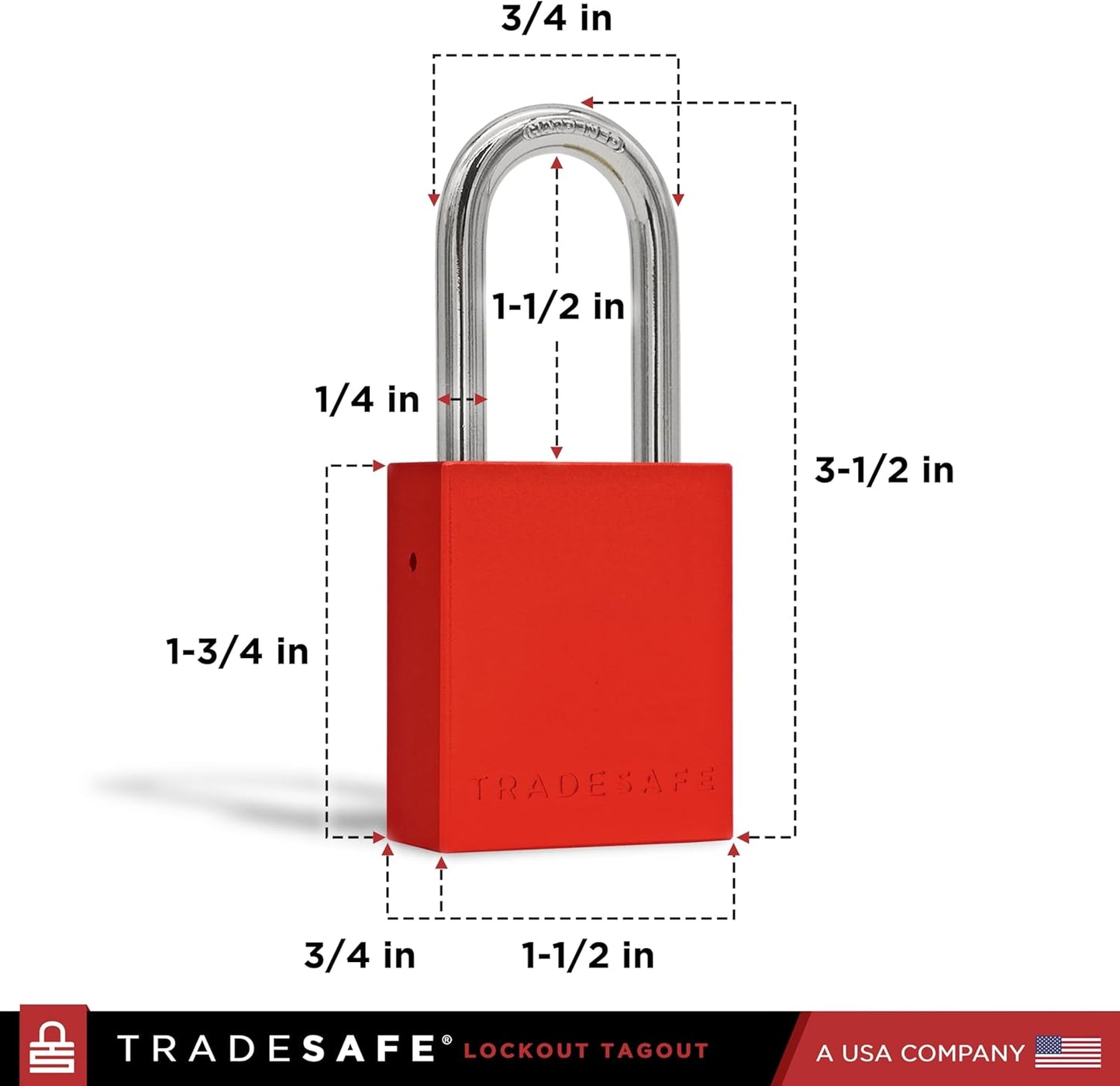 TRADESAFE Lockout Tagout Locks Set - 10 Red Aluminum Loto Locks, Keyed Different Lock Out Tag Out Padlocks, 2 Keys Per Lockout Padlock, OSHA Compliant