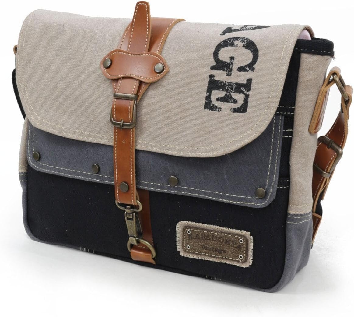 Antiochia 4046 Messenger Bag, Leather Detailed Shoulder Laptop Bag, Unisex Style for Daily, Travel