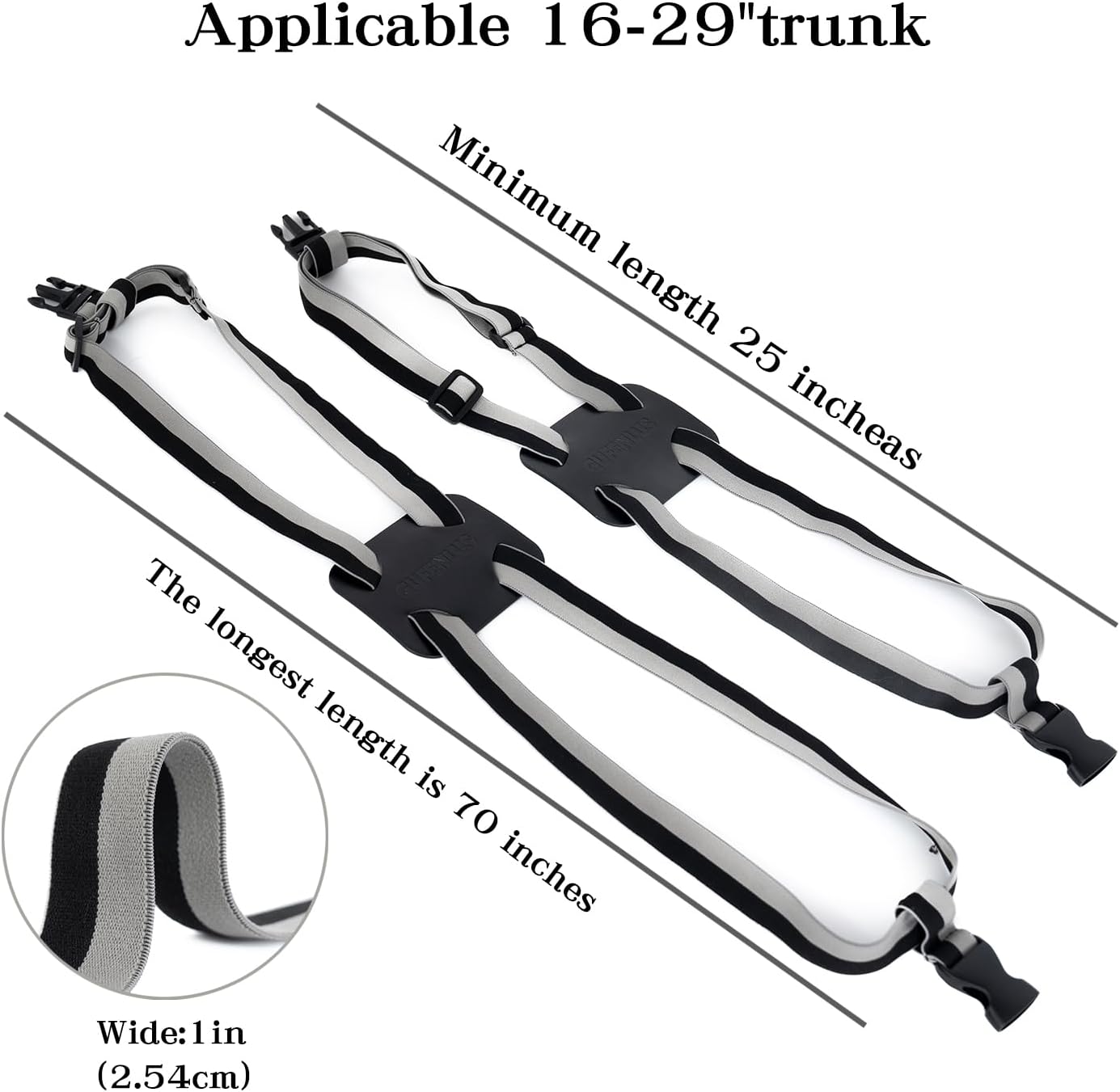Luggage Straps Bag Bungees for Add a Bag Easy to Travel Suitcase Elastic Strap Belt (Gray/Black 1pcs)