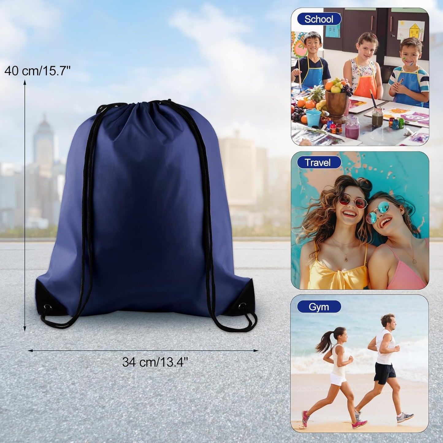 KUUQA 2 Pcs Navy Blue Drawstring Backpack Drawstring Bag Bulk Sports Cinch Bags String Backpack