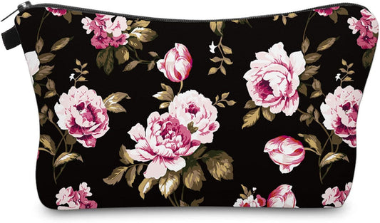 Cute Travel Makeup Bag Cosmetic Bag Small Pouch Gift for Women (Flowers)