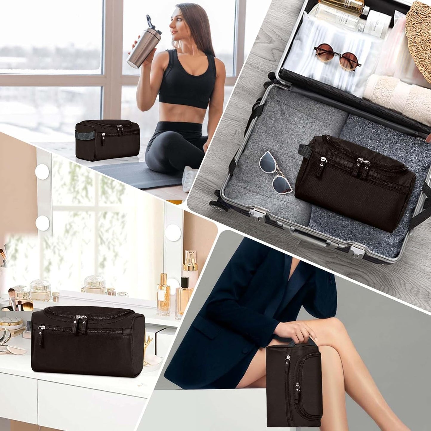 Hanging Toiletry Bag for Women and Men Traveling Makeup Large Capacity Cosmetics Portable Dopp Kit Storage Organizer Bag with Hanging Hook for Toiletries Brushes Shaving Tools