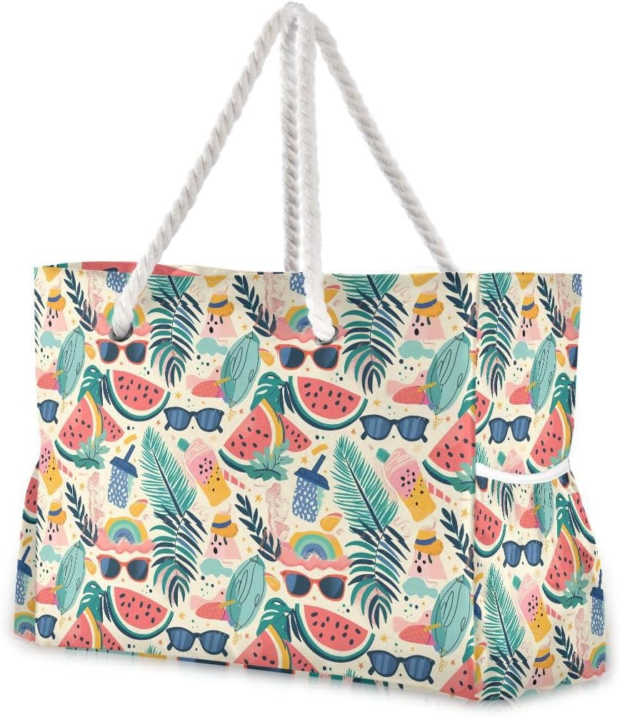 senya Large Beach Shoulder Bags Canvas Tote Water Resistant for Gym Travel Daily