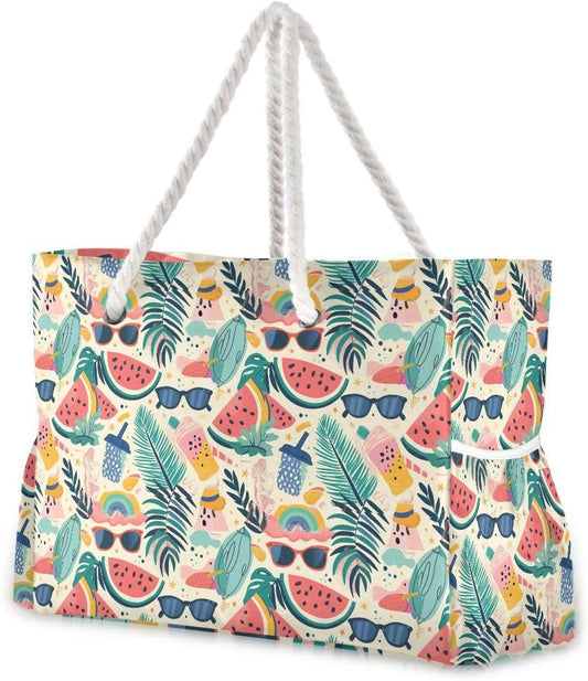 senya Large Beach Shoulder Bags Canvas Tote Water Resistant for Gym Travel Daily