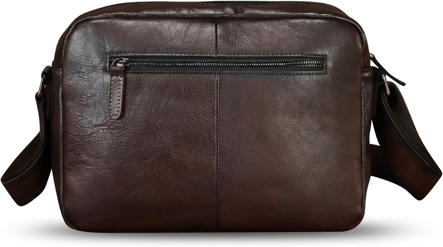 Genuine Leather Purse and Messenger Bag for Men Vintage Leather Shoulder Bag Briefcase Crossbody Satchel Bags with Strap