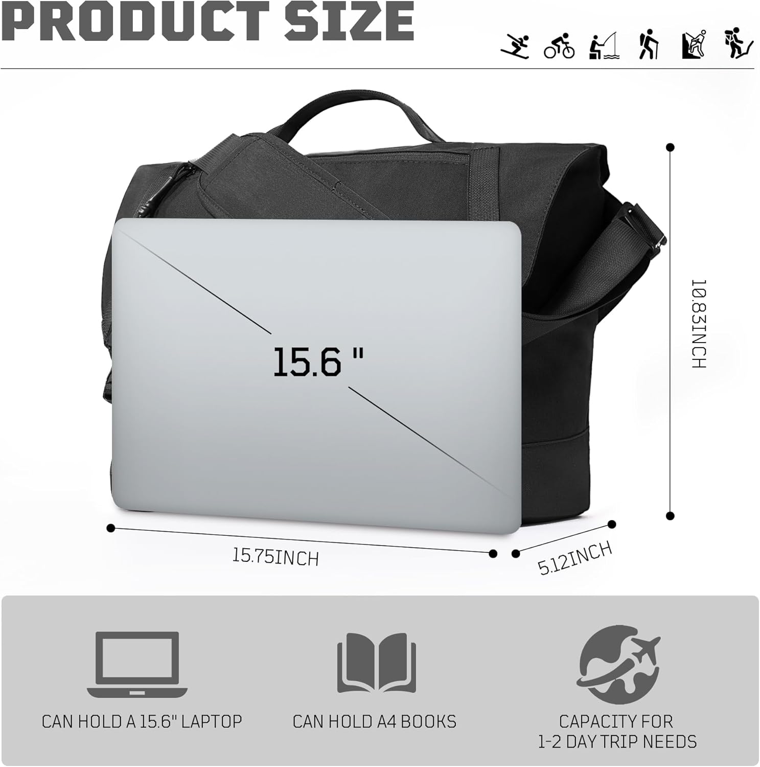1TG Messenger Bag for Men,Laptop Bag 15.6 Inch Tactical Waterproof Nylon Crossbody Shoulder