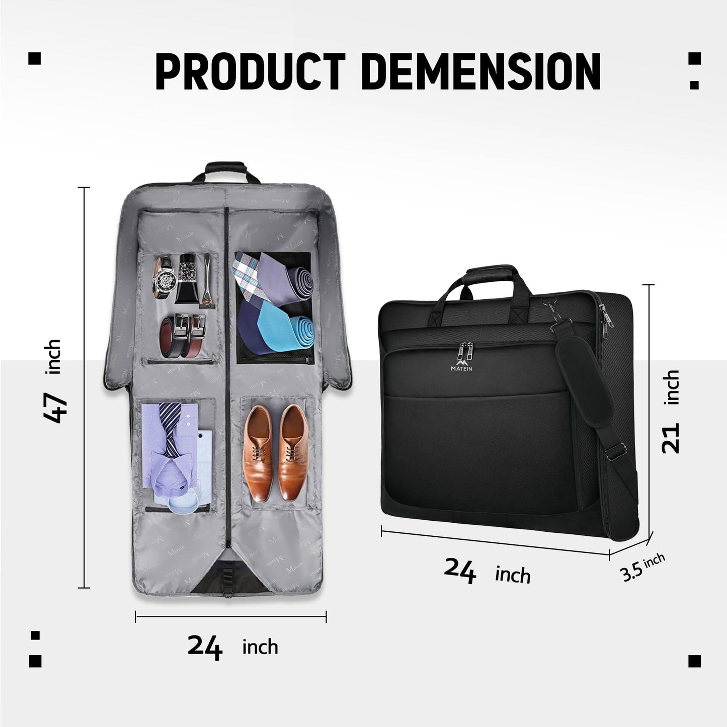 MATEIN Garment Bag for Travel, Large Carry on Garment Bags for Business