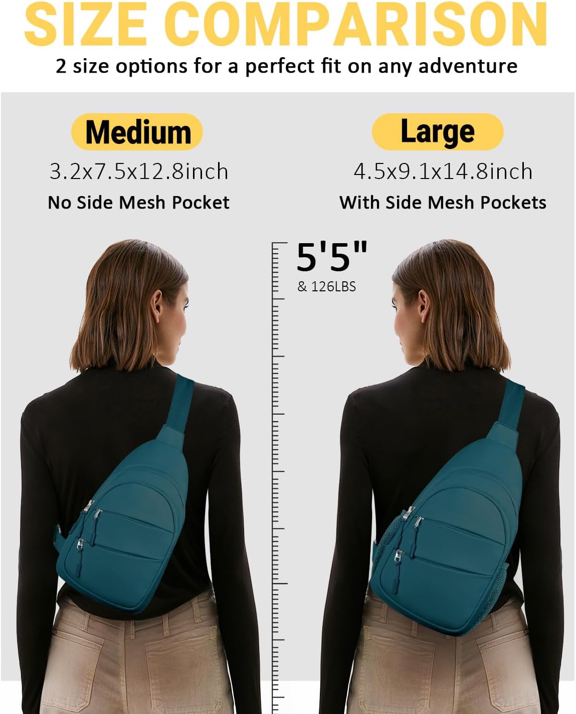 Crossbody Bags for Women, Sling Bag for Men, Small Hiking Backpack Anti Theft Lightweight for Outdoors Travel （M, Teal Blue）