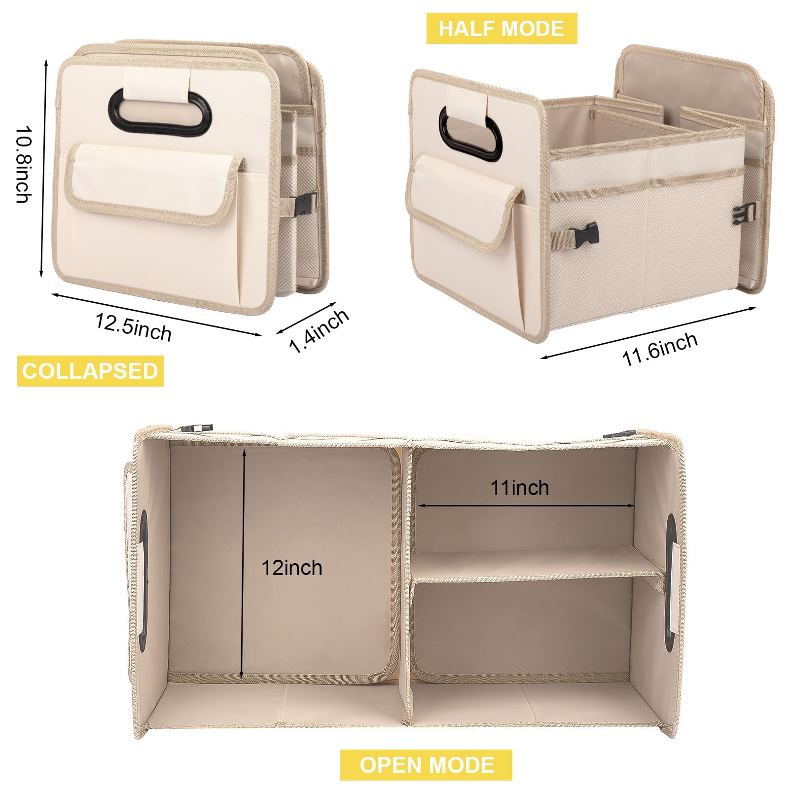 JiatuA Car Trunk Organizer, Car Organizers and Storage Collapsible Multi Compartment Container Box