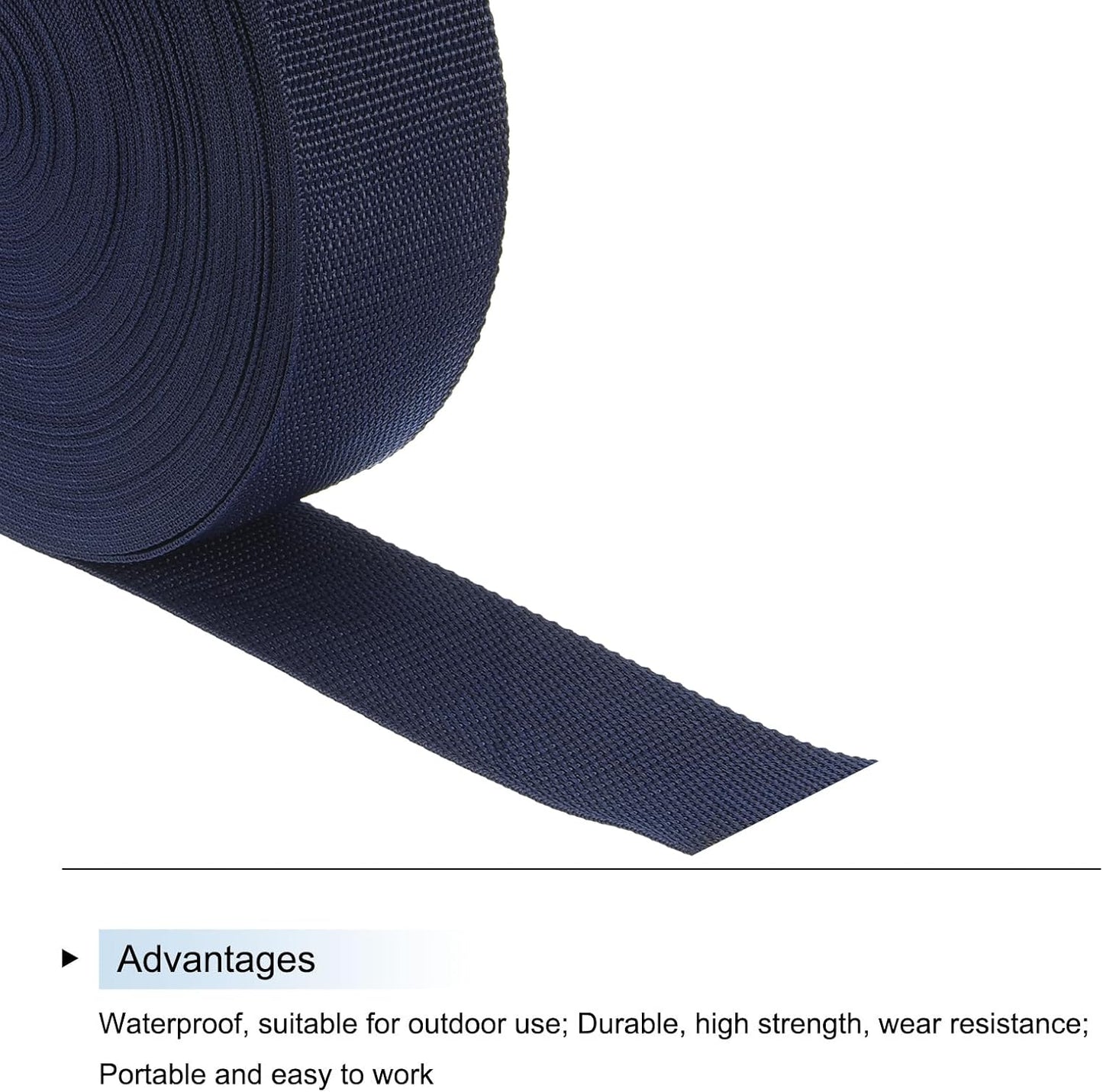 MECCANIXITY Lightweight Polypropylene Webbing Strap 2" 25 Yard Backpack Strapping Band Navy Blue for Outdoor Luggage Cargo Straps