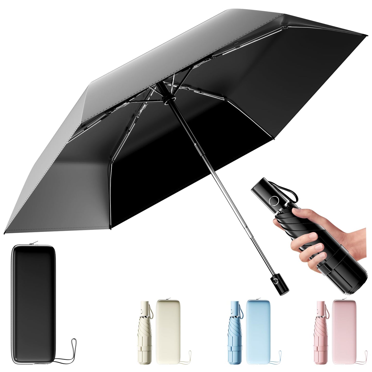 Moorrlii UPF 50+ Compact Travel Umbrella, Windproof Automatic UV Umbrella