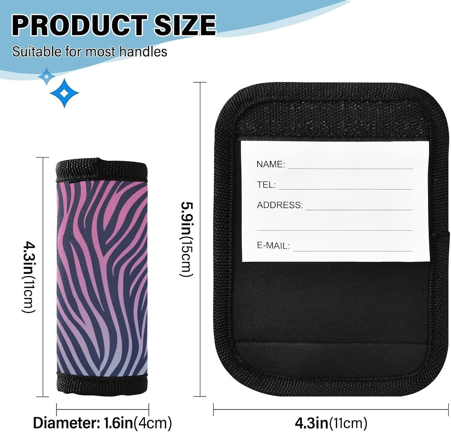 Wavy Stripes Purple Blue 2 Pack Luggage Handle Wraps Covers for Suitcase Identifiers Bag Tags Travel Accessories