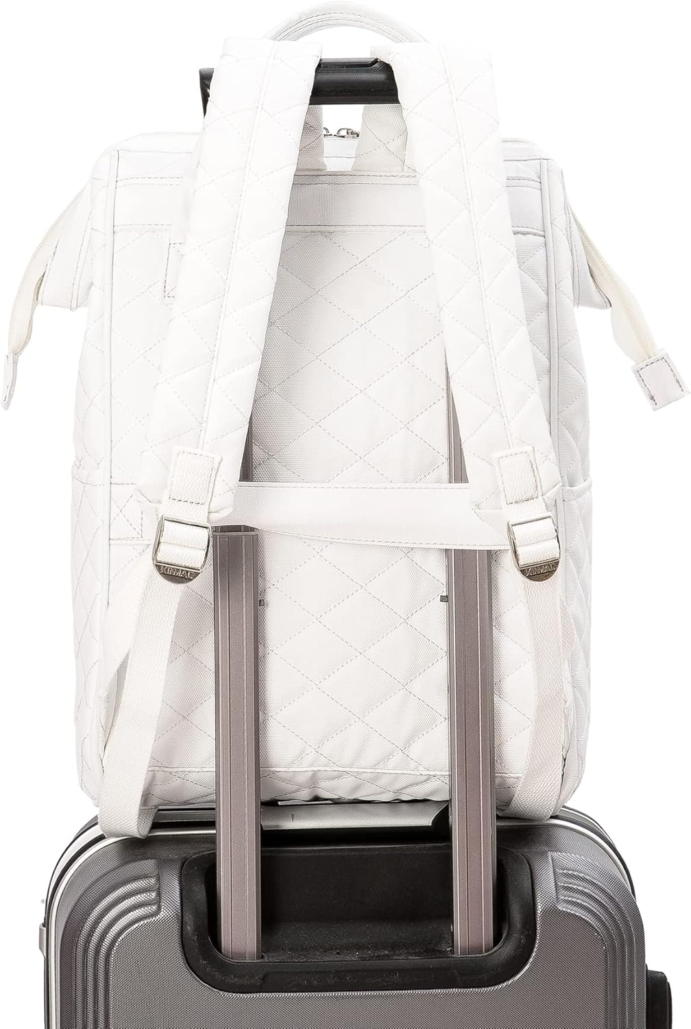 Kinmac Wide Open Style Laptop Backpack College Travel Outdoor Backpack For Laptop Up to 15.6 Inch (White Embroidery)