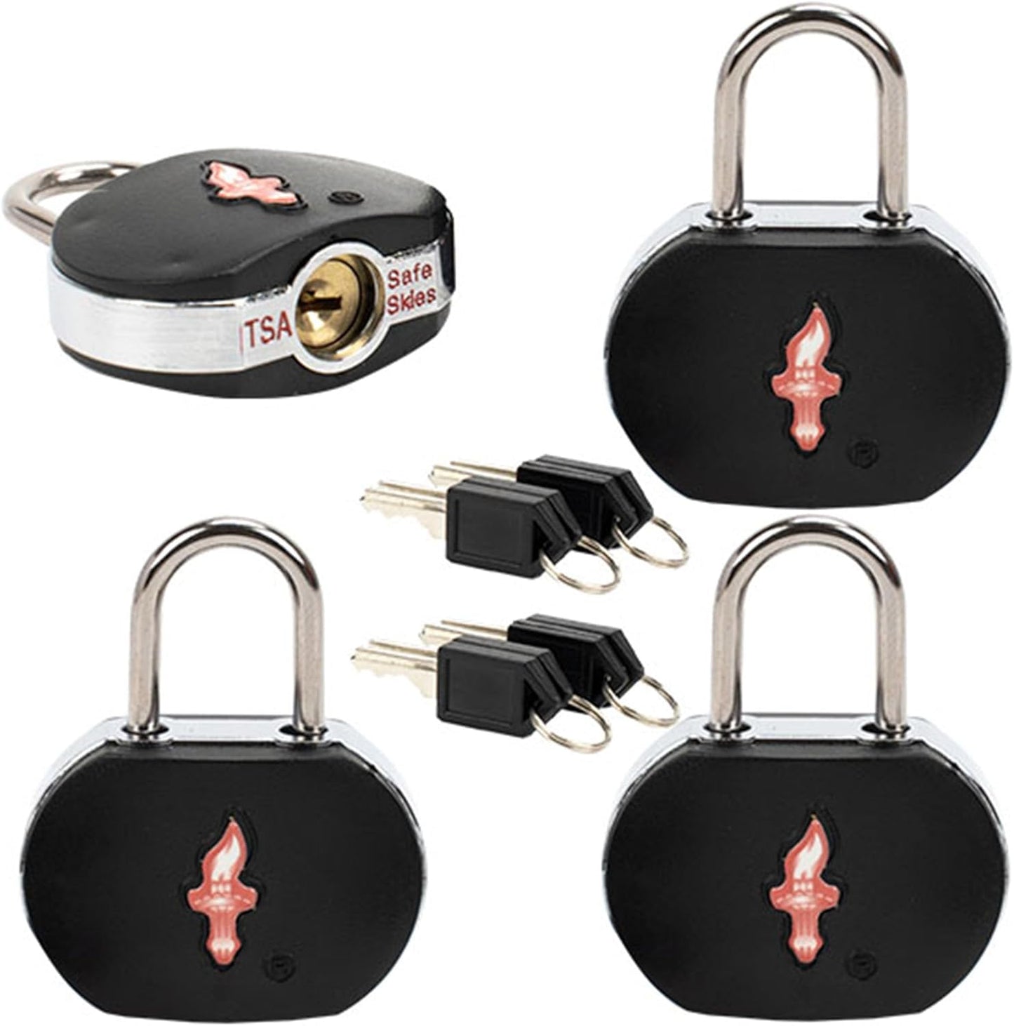 4-Pack Black TSA Approved Luggage Lock for Suitcases, Carry-On Bags, Backpacks & Laptop Cases