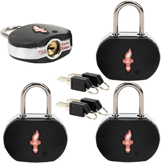 4-Pack Black TSA Approved Luggage Lock for Suitcases, Carry-On Bags, Backpacks & Laptop Cases