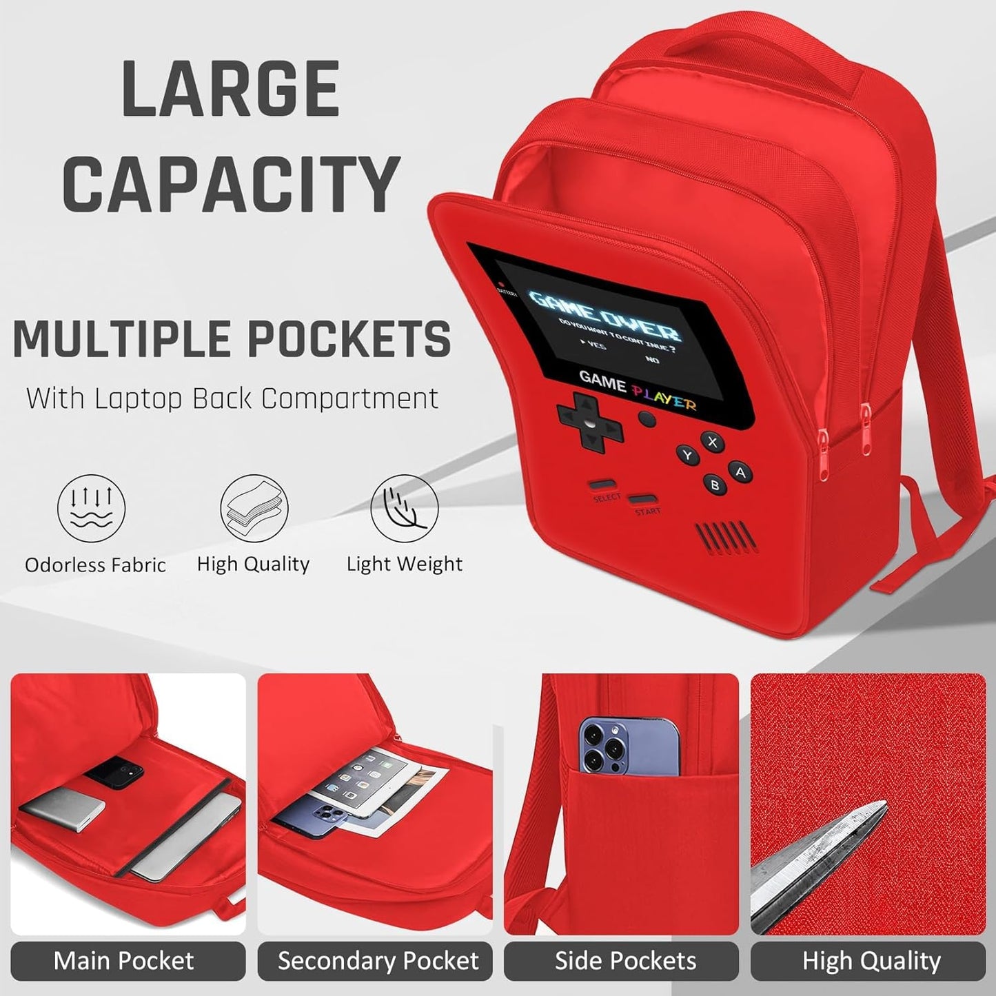 School Backpack for Boys,3pcs Gamer Boys Backpack with Lunch Box Set for Kids Children Teens Elementary Middle School,17" Large Capacity Student Bookbag & Multifunctional Video Game Travel Bag