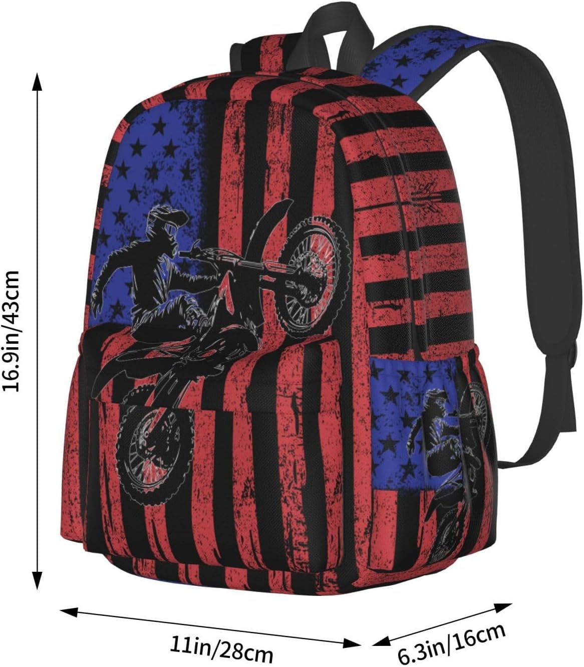 Motorcycle Flag Backpack School Bag Lightweight Bookbag Laptop Travel Daypack For Kids Girls Boys Teens