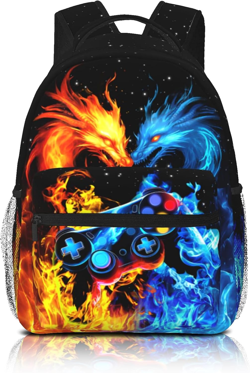 School Backpack For Boys Abstract Gamepad Boys Backpack For Kids Children Teens Elementary Middle School Boy Backpacks Ages 6-18 Fire Dragon Bookbag back pack