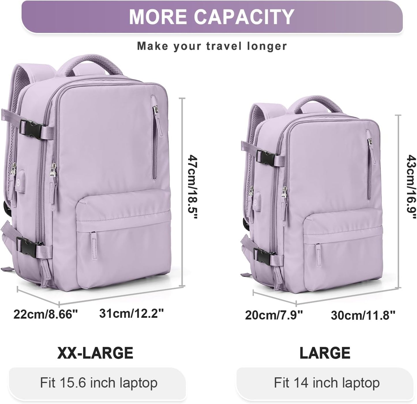 WONHOX Large Travel Backpack Carry on Flight Approved Laptop Work Business Backpack for Women Men Mochila de Viaje