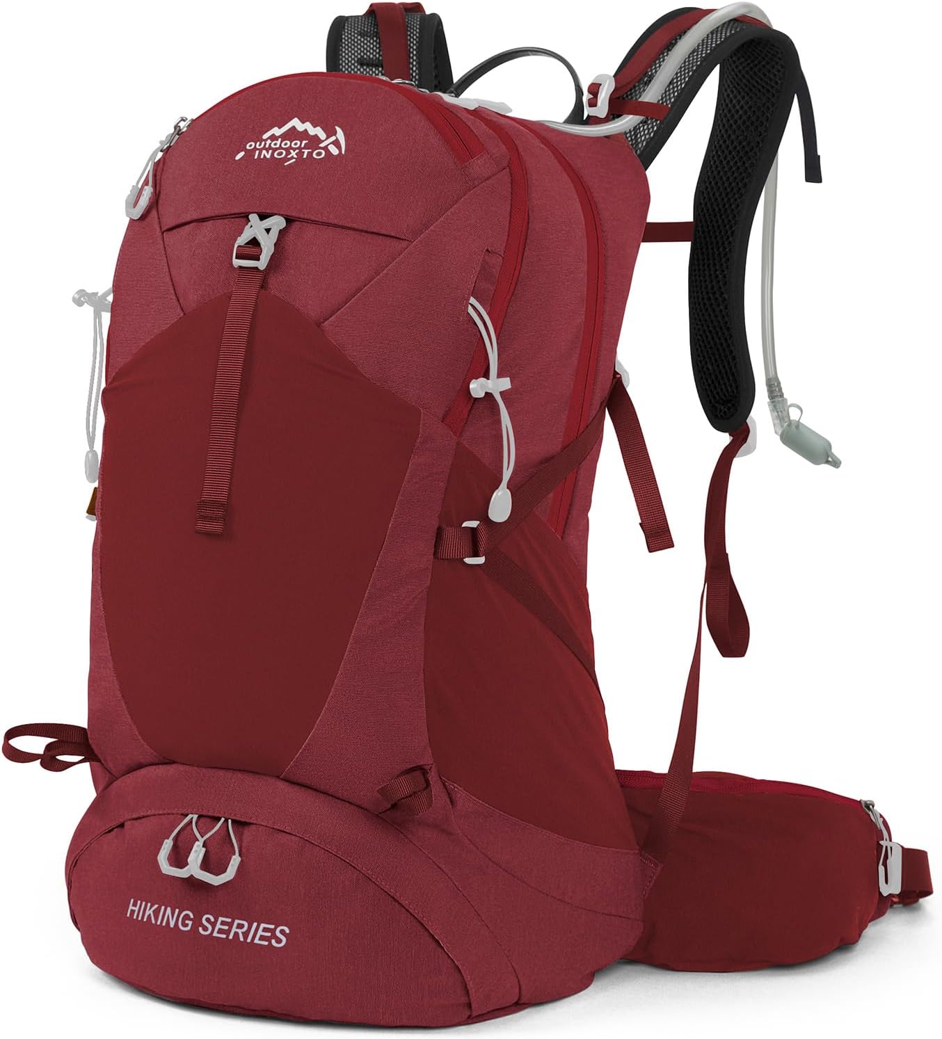 Hiking Backpack, Waterproof Hiking Daypack with 3L Water Bladder and Rain Cover, Lightweight Travel Camping Backpack for Men Women (Red)