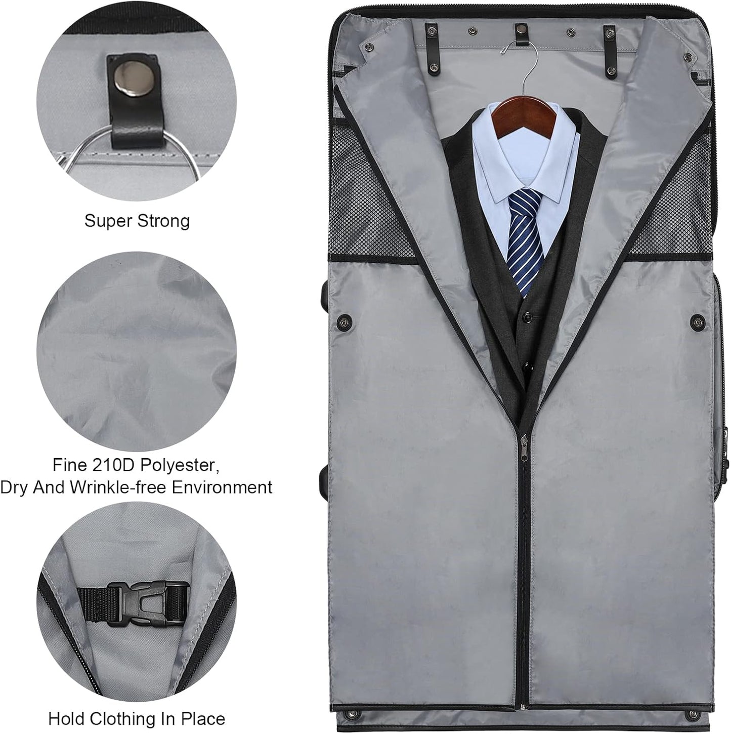 Modoker Rolling Garment Bag with Wheels, Garment Bags with Built-in TSA Lock, 22 Inch Travel Garment Bag Suitcase