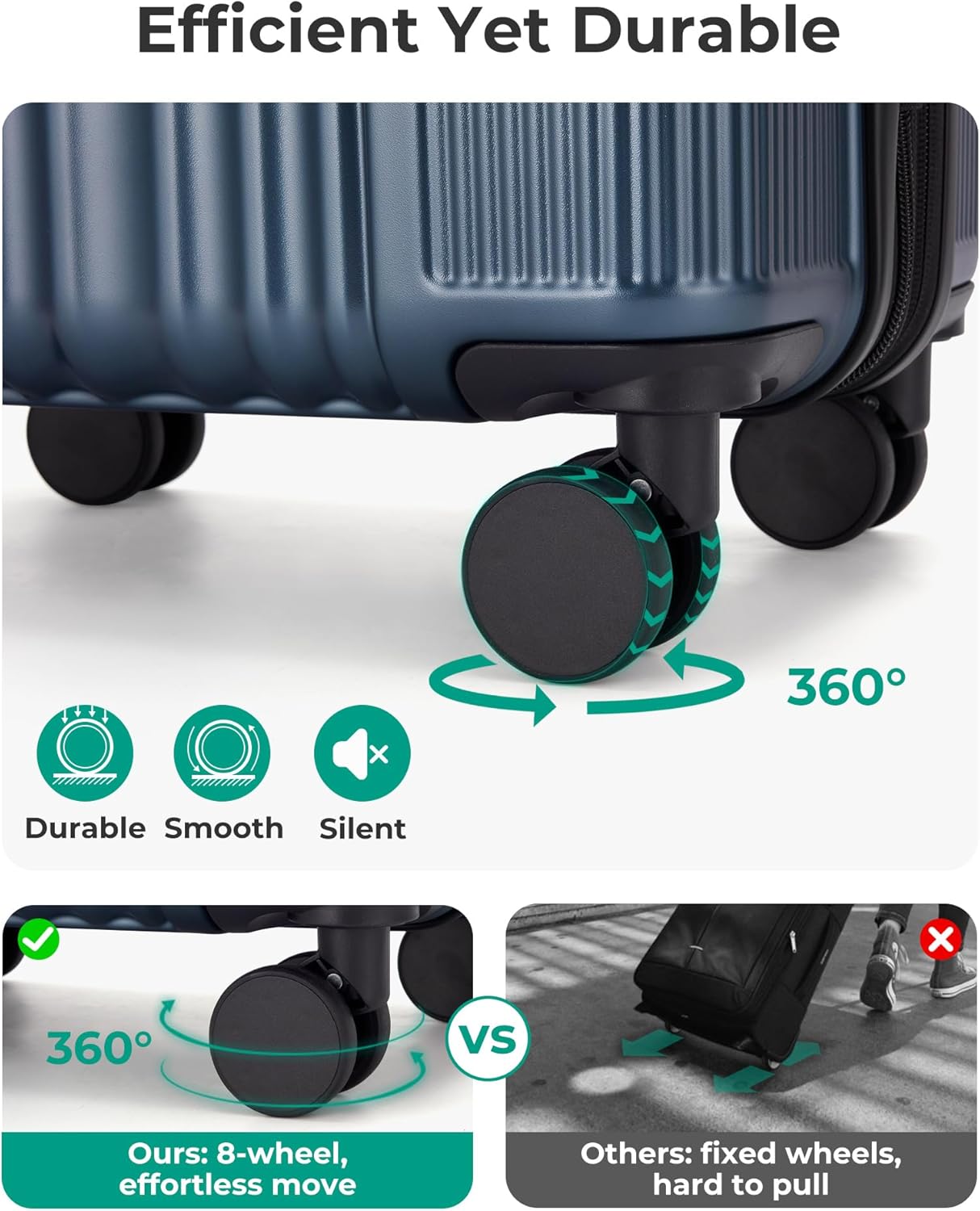 BAGSMART Carry On Luggage 22x14x9 Airline Approved, Lightweight luggage with Spinner Wheels, 20 Inch Expandable Hardside Carry On Suitcase with TSA Lock Rolling Travel suitcase Carry-On, Dark Blue