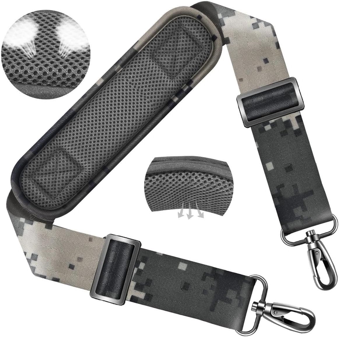 ZINZ Shoulder Strap 58" Ultra-Thick Fixed Padded and Adjustable Buckles Crossbody Strap for Briefcase Laptop Bag Luggage