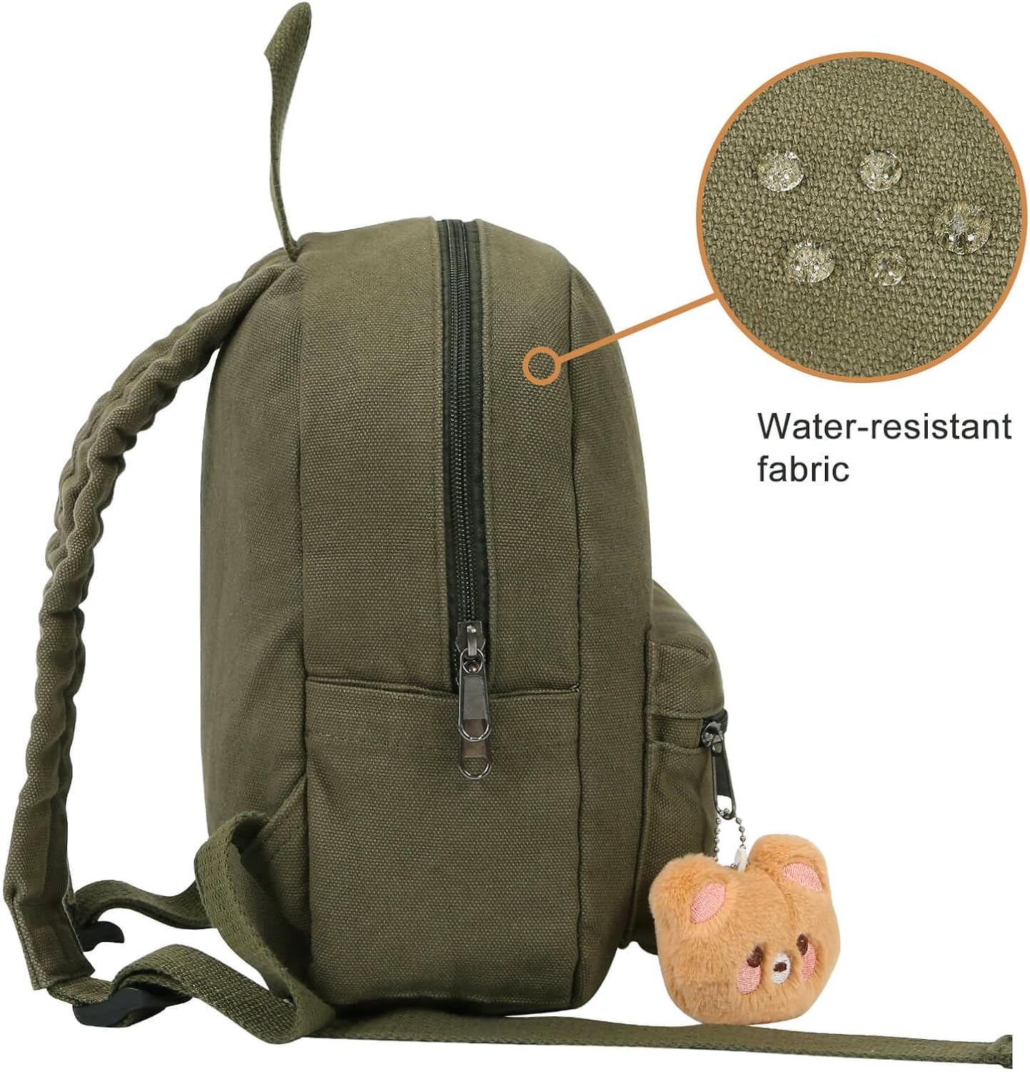 Phaoullzon Teen Girls Mini Backpack Purse Kids Canvas Small Tiny Cute Bag,Olive green