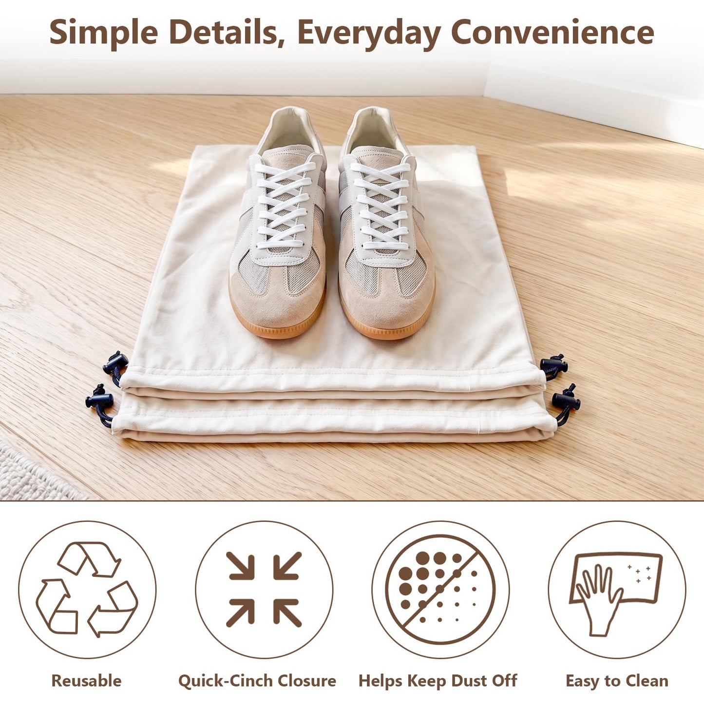 MREKFO 6 PCS Flannel Cloth Shoe Bags for Travel & Packing for Women & Men