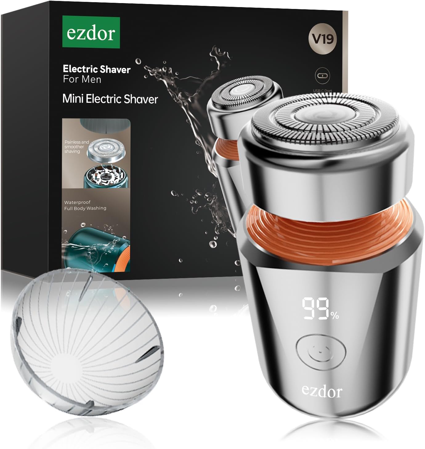 Mini Electric Shaver, Portable Electric Razor for Men & Women, USB-C Rechargeable Waterproof Travel Shaver, Cordless Pocket-Size Razor for Face & Body, Ideal for Home & Business Trips (Silver)