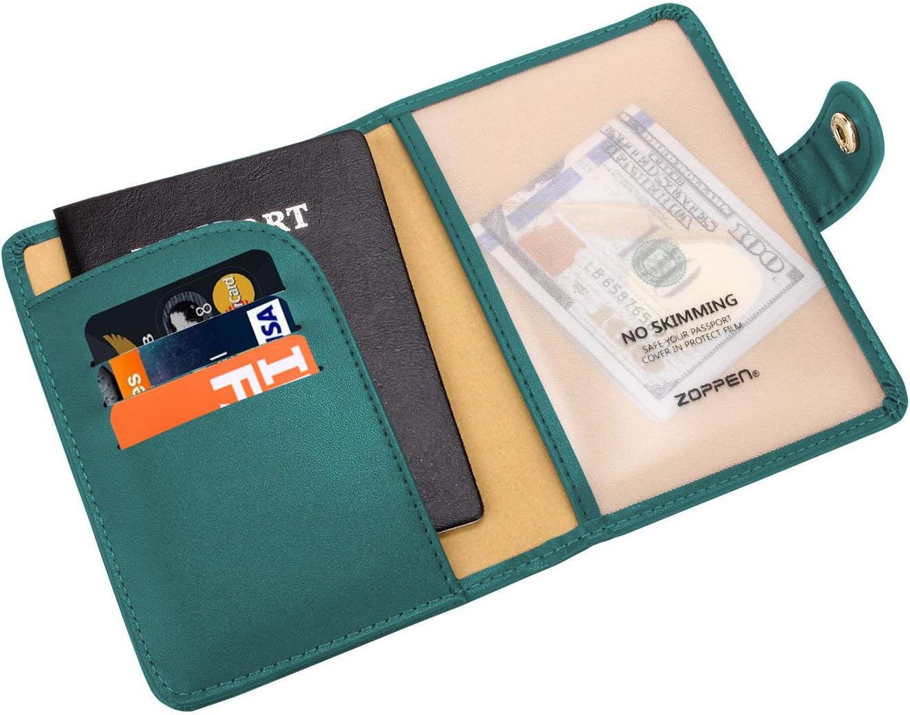 ZOPPEN Passport Holder Women, Passport Cover Travel Wallet Rfid Blocking Passport Wallet Cover Case Travel Essentials Document Organizer, Tea Green