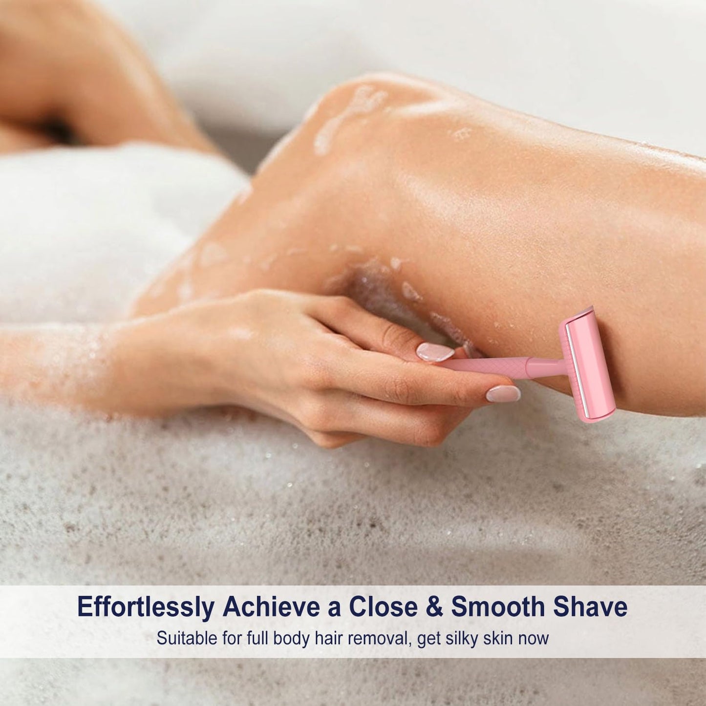 Cherry Pink Safety Razor - Single Blade Razors for Women - Reusable Metal Razor, with 5 Stainless Steel Double Edge Blades, Smooth Close Shave, Sustainable, Plastic Free