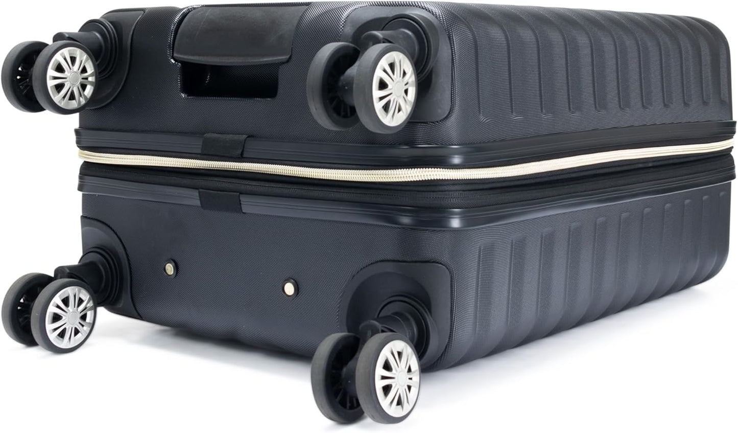 Kenneth Cole REACTION Madison Square Lightweight Hardside Chevron Expandable Spinner Luggage, Black, 20-Inch Carry On