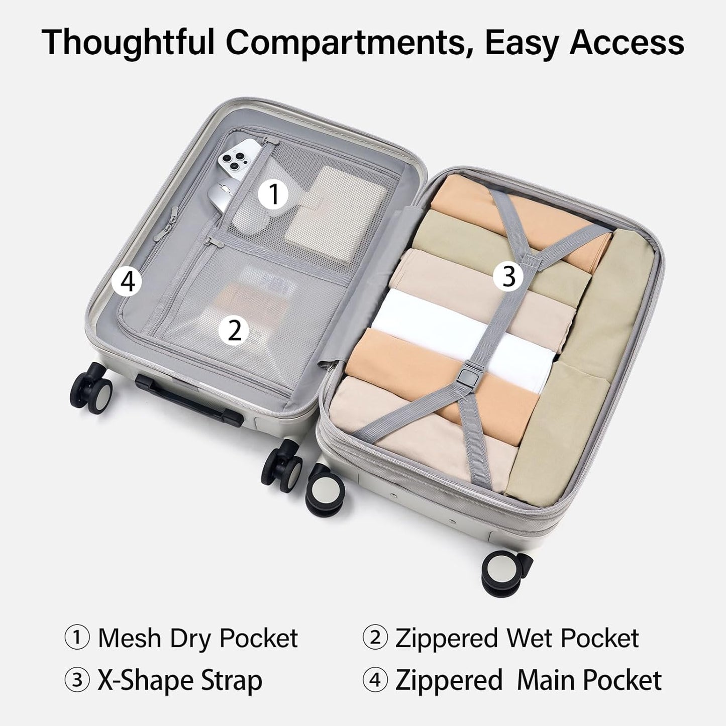 Hanke Expandable 28 Inch Luggage with Spinner Wheels, Hardside Large Suitcase, All-PC Hard Shell