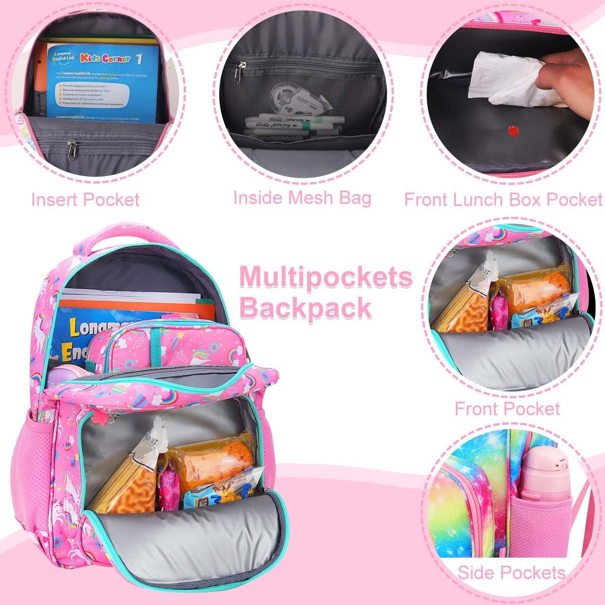 RHCPFOVR Kids Backpack for Girls - Girls Backpack 3-8 Ages Butterfly for Kids 15 Inch School Bookbag for Kindergarten Elementary School Bookbag for Girl 1st 2nd Grade