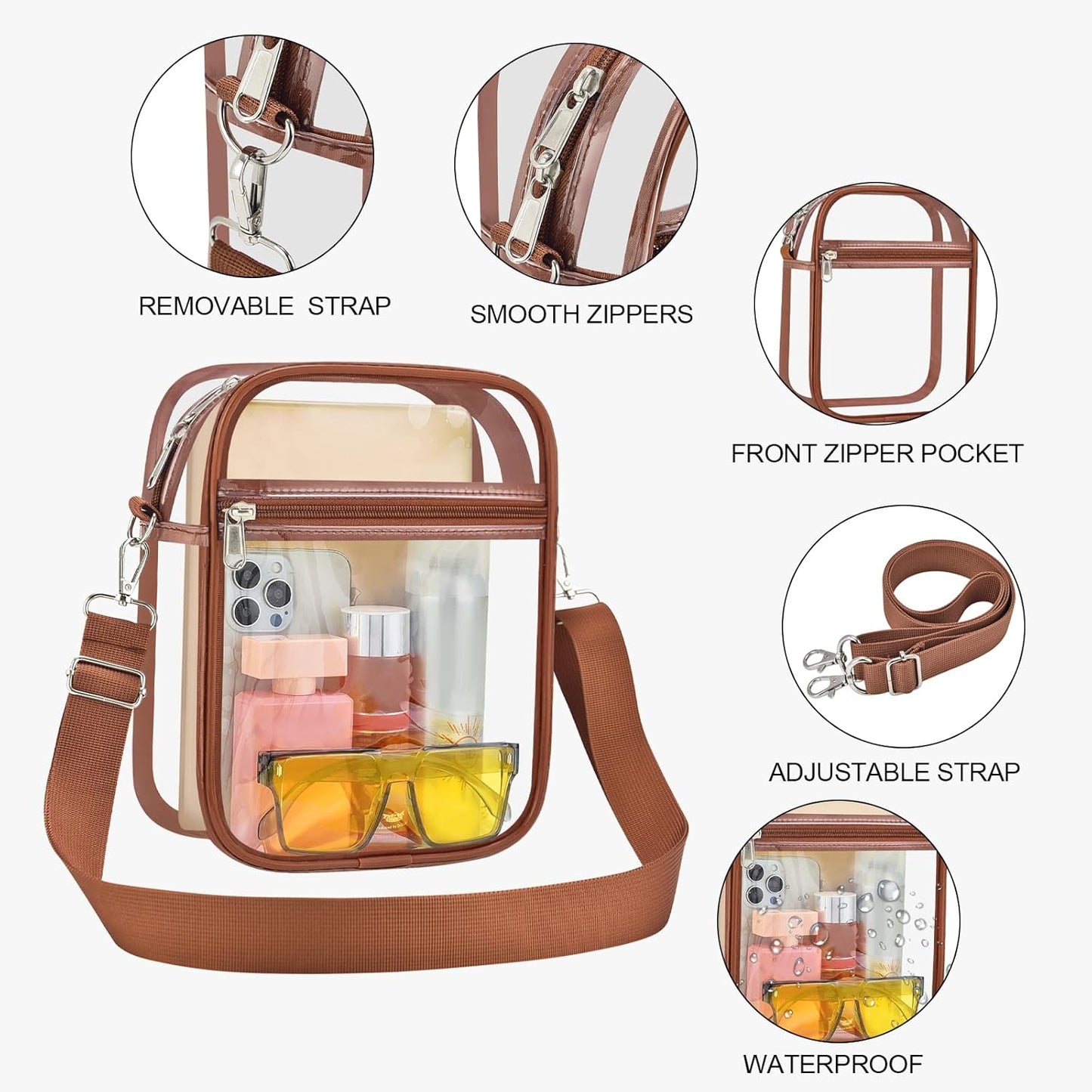 USPECLARE Clear Purse Stadium Transparent Messenger Bag Stadium Approved for Men and Women Clear CrossBody Bag