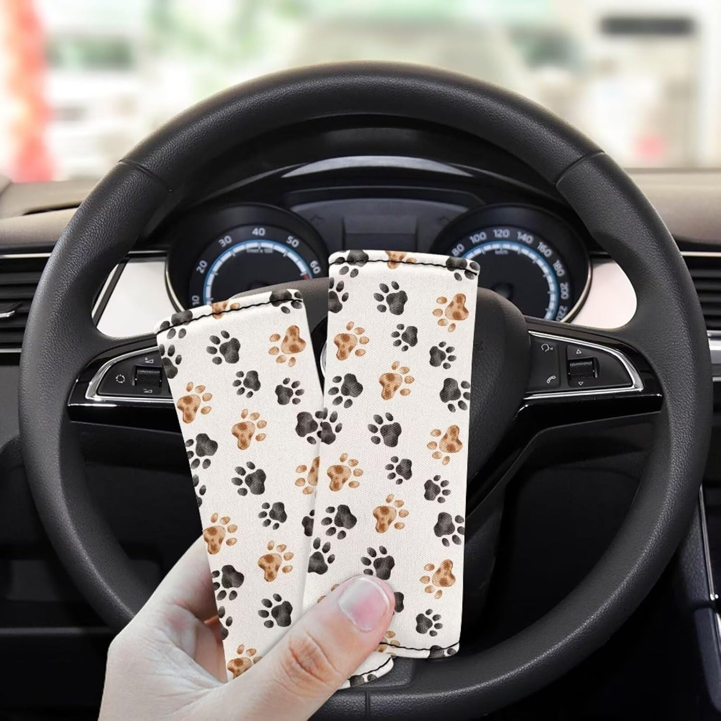 Dog Paw Prints Luggage Handle Wrap Grip Luggage Identifier for Suitcase,2 Pack Portable Travel Accessories Cute Print