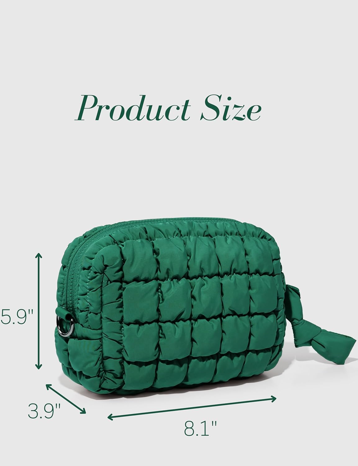 Yarnic Quilted Makeup Bag Puffy Cosmetic Bag, Quilt Travel Toiletry Bag for Women, Puff Cute Makeup Bag Organizer Puffer Makeup Pouch Soft(M, Deep Green)