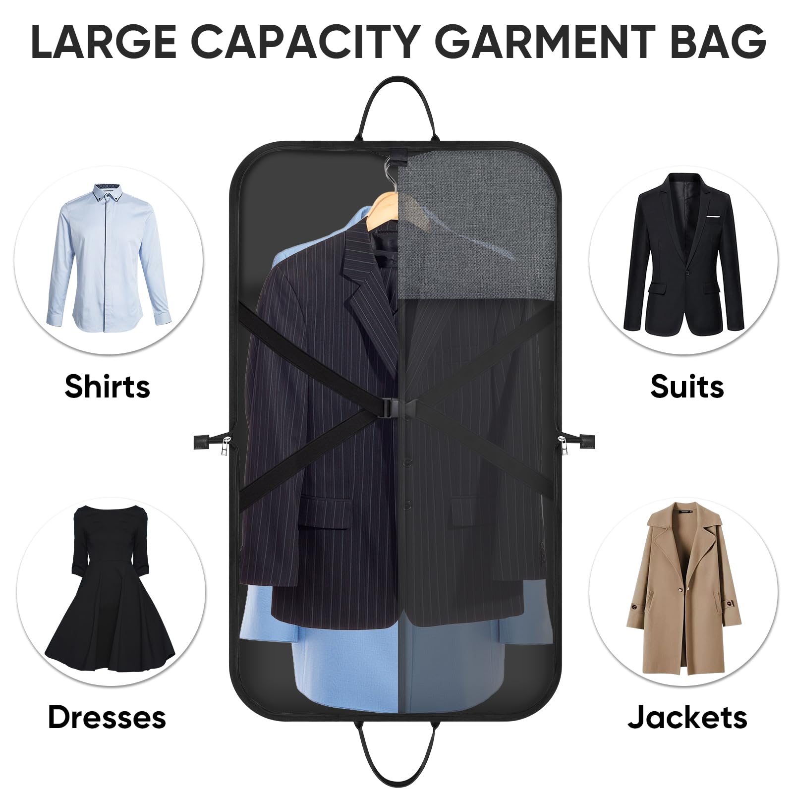 BALEINE Travel Garment Bag, Travel Suit Bag for Men, Water Resistant Carry on Garment Bag for