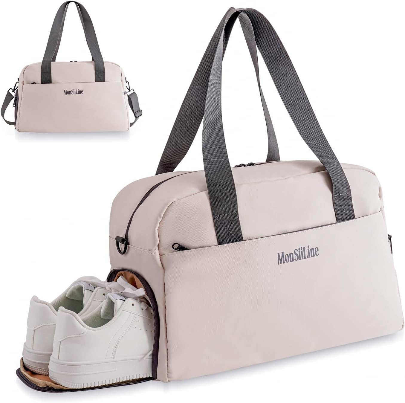 Gym Bag for Women Men with Shoe Compartment, Waterproof Small Duffle Bag for Travel, Sports, Weekend Lightweight Carry On Tote Bag (White)