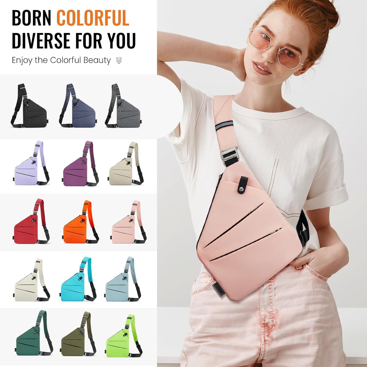 WANDER PLUS® Anti Theft Crossbody Travel Bag for Women Men, Multi-Pocket Crossbody Bag, Slim Sling