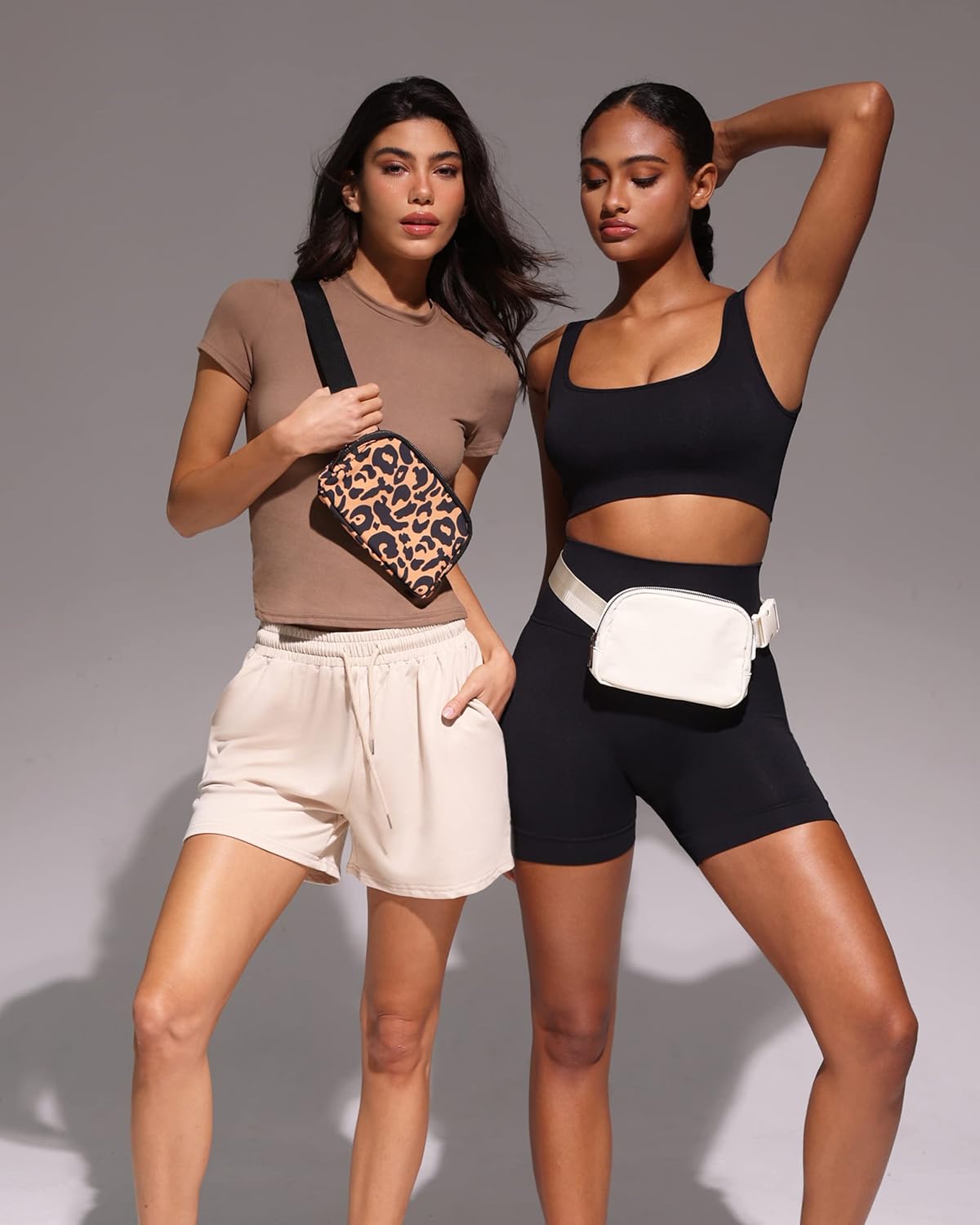 Fanny Pack Cross Body Small Crossbody Bags for Women Men Trendy Nylon Waterproof Mini Purse Travel Running Belt Bag Lulu Dupes Bum Hip Chest Waist Pack Side Bag Must Have Leopard