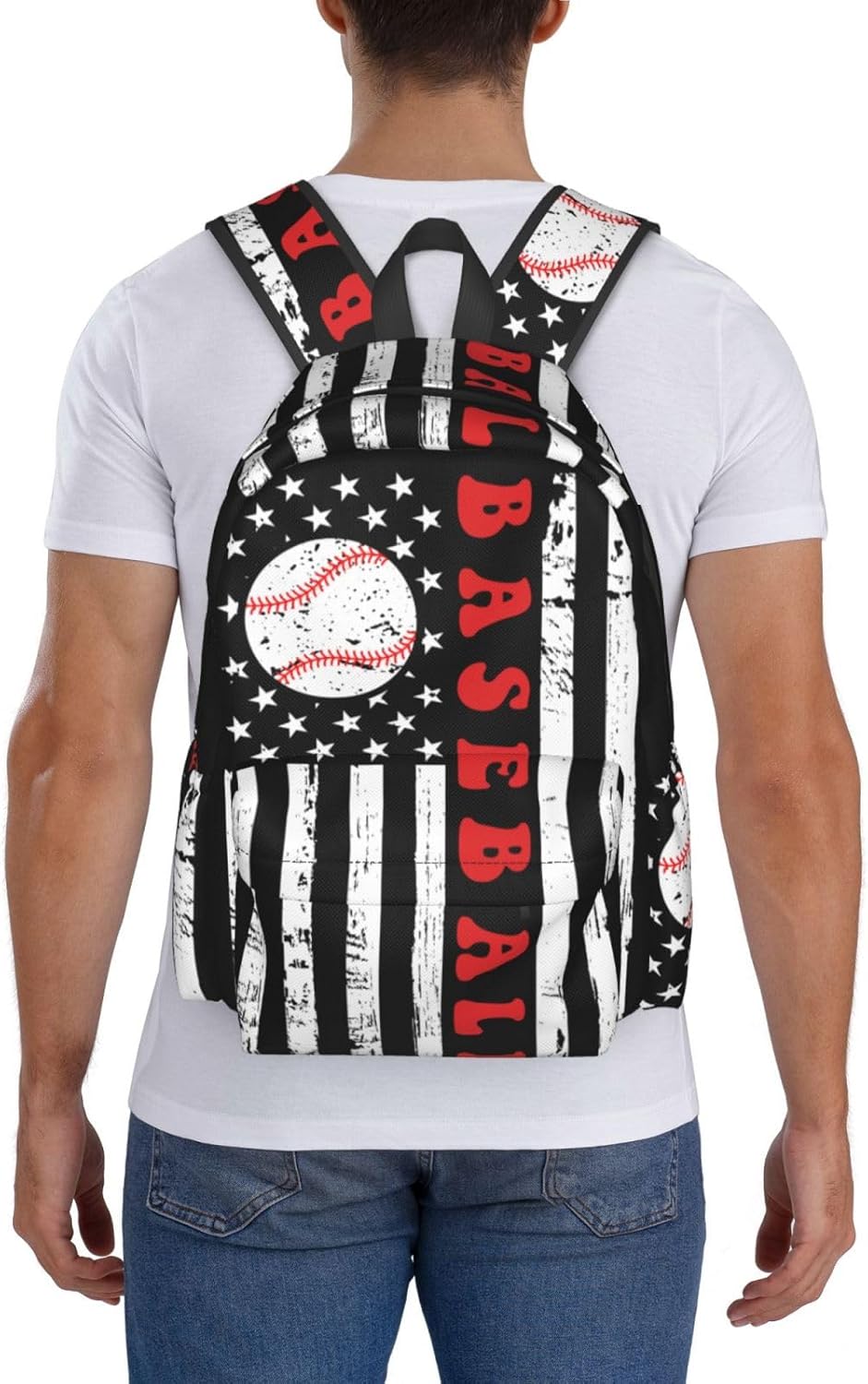 Baseball Flag Backpack School Bag Lightweight Bookbag Laptop Travel Daypack For Kids Girls Boys Teens
