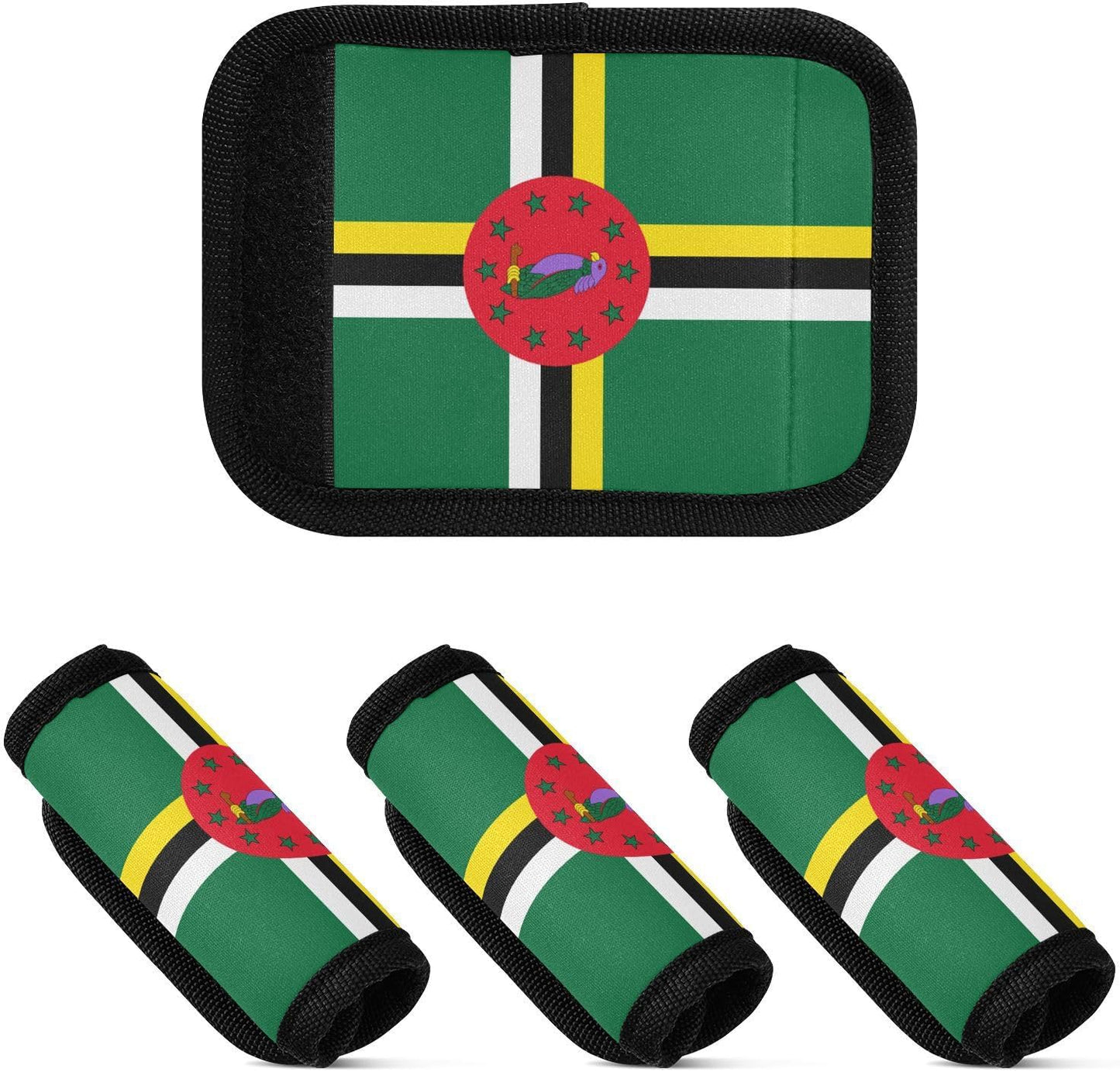 Dominica Flag 2 Pack Luggage Handle Wrap for Suitcase Luggage Identifier Travel Tags Handle Protection Sleeve Cover