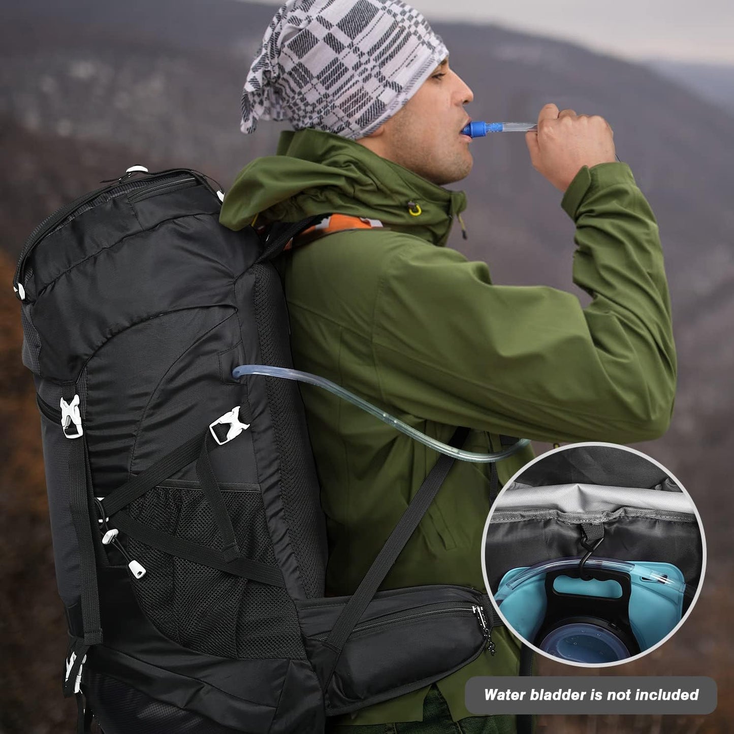 HOMIEE 50L Hiking Backpack Travel Bag Waterproof Camping Rucksack with Rain Cover Lightweight Backpacking Backpack