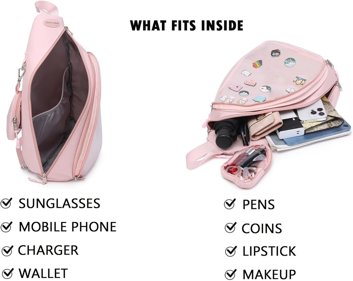 Oxford Ita Bag Kawaii Pin Display Chest Pack Single Shoulder Bag Sport Backpack Hiking Daypack, Medium