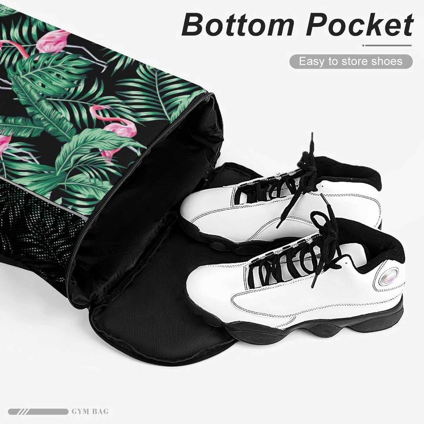 Tropical Flamingos Drawstring Backpack Gym Bag With Shoe Compartment String Bag Sport Beach Swimming Sackpack For Women Men