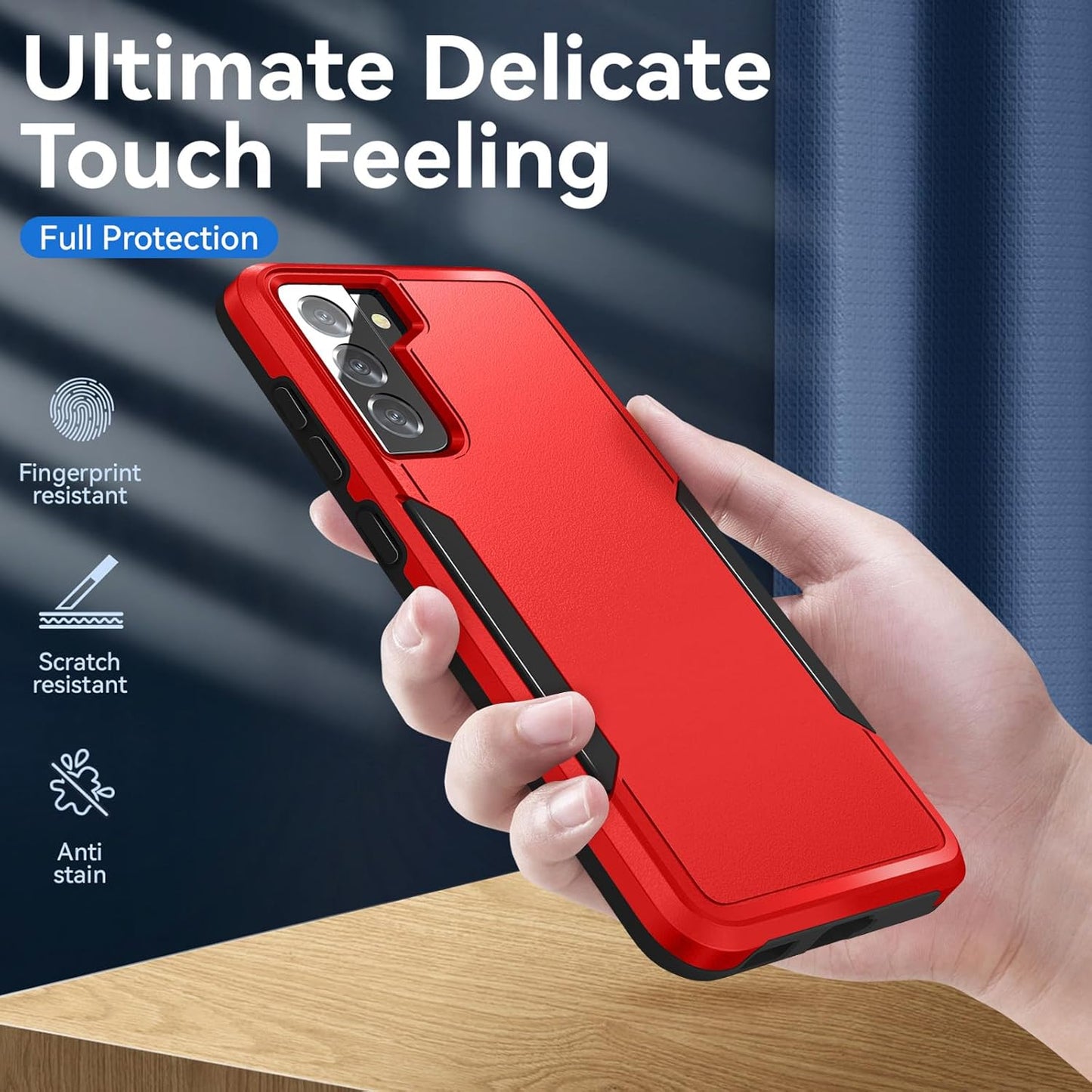 for Galaxy S21 Case with Screen Protection: Heavy Duty Protective Shockproof and Scratch Proof Cell Phone case for Samsung Galaxy S21-Red