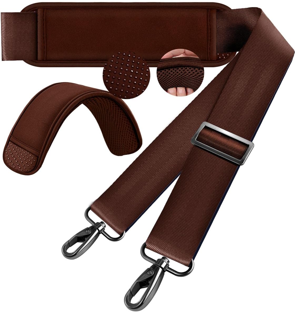 60 Inch Shoulder Strap, Ultra-Thick and Padded with Metal Swivel Hooks for Laptop Messenger and Crossbody Canvas Bags