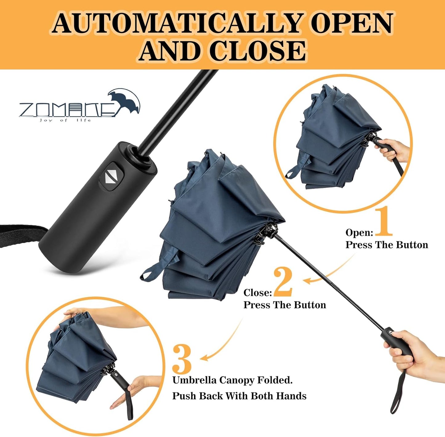ZOMAKE Compact Golf Umbrella 42/54/62 Inch,Large Golf Umbrellas Windproof Automatic Open Portable Collapsible Travel Umbrella for Men Women